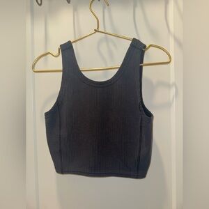 Lulu Ribbed Softstreme Cropped Tank Top - Black